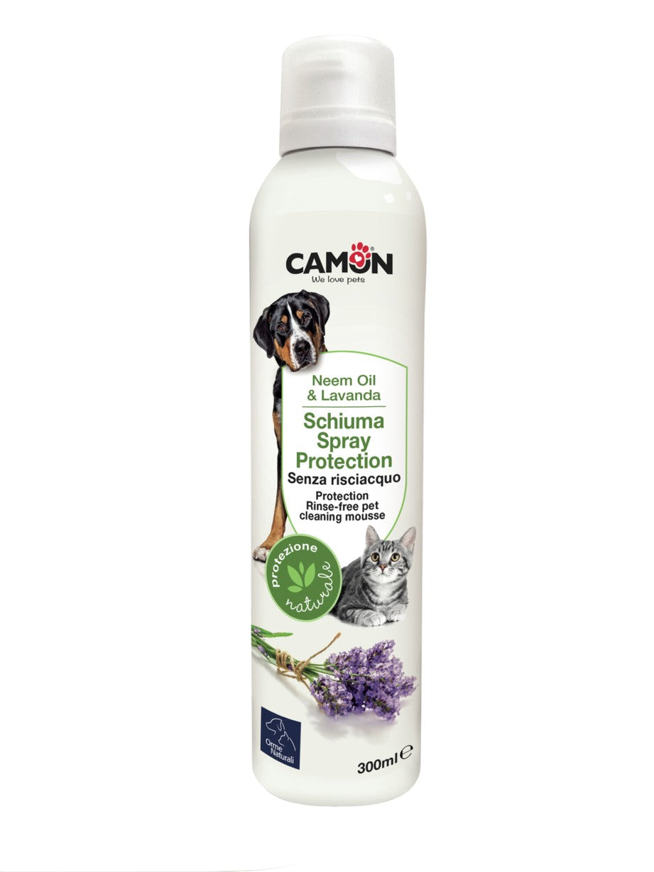 Schiuma spray Camon Neem e Lavanda 300 ml senza risciacquo per cani e gatti Schiuma spray Camon Neem e Lavanda 300 ml senza risciacquo per cani e gatti